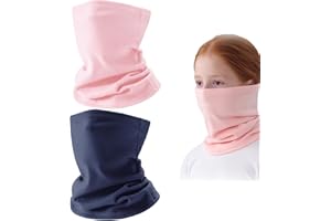 RUBYTINT Kids Winter Fleece Snood Neck Warmer – Soft Micro Fleece Windproof Gaiter for Boys and Girls, Stretchy Outdoor Neck Tube for Skiing, Running, Cycling & Cold Weather, 2 Pack, Grey & Black