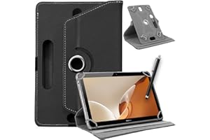 SELLING UNITED SU 10 inch Tablet Case - Universal Stand Case Folio Cover Magic Leather 360° Rotating Case Fits for ALL 10 Inch & 10.1in Inch Tablets + Stylus Pen (BLACK)