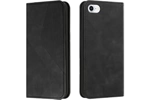 Mo-Somnus Kompatibel mit iPhone SE 2020/iPhone 8/iPhone 7 (4,7 Zoll) Hülle, Magnet PU Leder Flip Wallet Case Tasche Handyhülle, Stoßfeste Klappbar Brieftasche Klapphülle mit [Kartenfächer] (Schwarz)