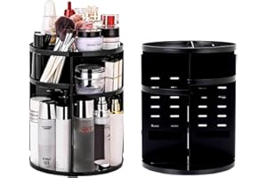 LUCYSTUDIO Make-Up Organizer 360° Drehbarer Transparentes Kosmetik Organizer Rotierender Beauty-Organizer für Kommode Schlafzimmer Badezimmer (Black)