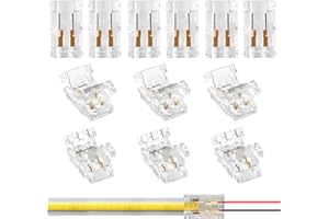 Aroidful 12 Pièces Mini Connecteur LED COB 2 Broches 8 mm, Connecteur Sans Soudure Pour la Connexion des fils et bandes LED COB 12V 24V