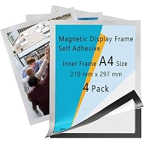 GRAFBURG Cadre Magnétique A4 Lot De 2 - Autocollant Double Face - Pour Bureau Ou École