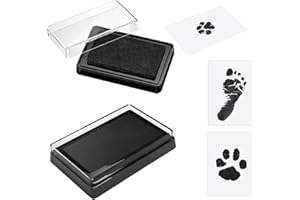 Kasoud Puppy Paw Print, 2PCS Ink Pad for Handprints, Pet-Safe Ink Pad Imprint Pawprint Keepsake, Cat and Dog Pet Paw Print Kit, Baby Footprint Kit, Safe Non-toxic, Family Keepsake (Black)