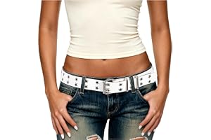 JasGood Punk bä för kvinnor, Y2K bä med dubbla hål med stjärnhål goth läderbä för jeans cosplay hip hop kjol