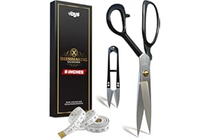 VAYS Fabric Scissors 8 Inch Premium Dressmaking Scissors for Sewing Tailoring & Crafting - with Sharp Thread Nipper & Measuring Tape - Ideal for Felt Leather Thin Metal