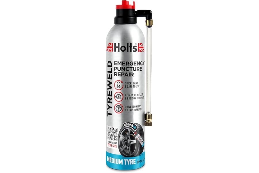 Holts Tyreweld Puncture Sealant Emergency Tyre Repair Foam Car Puncture Repair Kit Sealant, Quick & Easy Flat Tyre Foam, Drive Up To 100 Miles, No Tools Needed Unscented, 400ml , Pack of 1