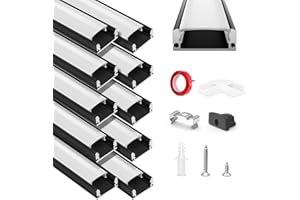 HOMMAND LED Channel, U-Shape Profile 10 Packs 1m/3.3ft, Diffuser and Aluminium Profile With Corner Connectors, End Caps, Mounting Clips and Adhesive, Strip Channel 10m