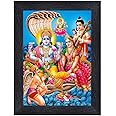 pnf Poster n Frames Lord Vishnu Laxmi Mata Wooden Photo Frame|Acrylic Sheet|Pooja|Spiritual Decor|Daily Worship Routine|Best Gifting Option(Multicolour,6x8inch)-22388