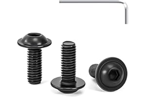 Tunejoy 30 Pièces Vis à Tête Bombée avec Bride M6 x 16 mm Noir Vis à Six Pans Creux en Acier Inoxydable A2 V2A Boulons à Tête Hexagonale avec Clé Allen Filetage Complet