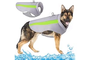 OCSOSO Dog Cooling Vest, Adjustable Cooling Coat Dog for Medium Heavy Dog Breeds, Bright Colour and Reflective Design, Dog Cooling Vests for Hot Season, Weather, Outdoor, Summer (4XL Green)