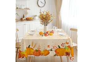 iEvery Autumn Pumpkins Wipe Clean Table Cloth, Thanksgiving Tablecloth Autumn Home Decor, Rectangular Waterproof Table Cover for Fall Harvest Party Holiday Outdoor Picnic 140x180cm
