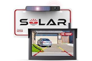 FOXPARK Solar Ensemble de caméra de recul numérique sans Fil (1080P), 3 Min d'installation à Faire soi-même, Prend en Charge 2 caméras, caméra de recul sans Fil avec Moniteur 5", étanche IP69K