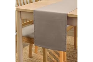 ENCASA XO Encasa Camino de Mesa Tamaño 32x230 cm | Tela de Lona de Algodón | Color Sólido Beige | Lavable a Máquina y Duradero