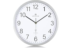 ‎LAFOCUSE Lafocuse Funk Wanduhr Lautlos Modern 30cm, Hohe Genauigkeit Funkuhr Einfach zu Lesen, Silber Klassisch Wanduhr Analog Deko für Wohnzimmer Schlafzimmer Büro Küche