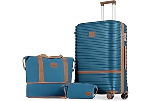 Joyway Set di valigie trolley espandibili in ABS a guscio duro con chiusura TSA e 4 ruote Set di bagagli a mano che include 1 borsa da viaggio e 1 borsa per la toilette Blu