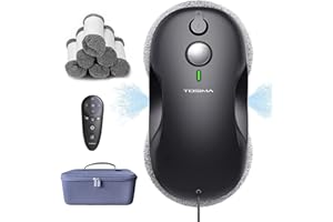 ‎TOSIMA Tosima W3 fensterputzroboter Automatisches Sprühfunktion mit 80ML Tank, dreifachem Sicherheitssystem,fensterroboter Intelligenter Navigation, Fernbedienung, für alle Glatten Oberflächen,mit 12 Tüche