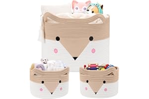 AXHOP Large Toy Storage Baby Basket 3 Pack, 50x35cm Woven Baby Laundry Blanket Basket, Teddy Storage for Kids, Dog, Cat.