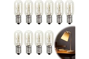 10 Pcs 15W E14 Screw Base Mini Bulbs, 240V Durable Warm White 2700K for Fridge Freezer and Salt Lamps, Long Lasting Tubular Design for Ovens and Sewing Machines