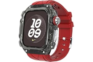 VEVEXIAO Transparent Designer Rugged Case with Band Compatible with Apple Watch 46mm Bands, Luxury Crystal Clear Military Protective Cover Bumper Tactical for iWatch Series 10 46mm (2024) Strap