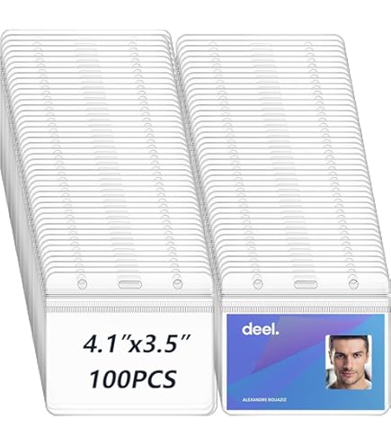 10x A6 HORIZONTAL ID Badge Card Plastic Pocket Holder Clear Pouches 17