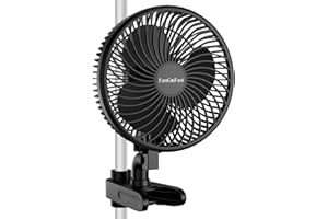 FanGoFast Grow Clip-Ventilator Oszillierend, EC Motor mit 10-Geschwindigkeiten, Grow Ventilator Klemmbar für Growzelt, 20cm Durchmesser, 10W, 561m³/h Luftstrom, 32 dBA - Perfekt Lüfter für Growbox