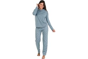 TRAMAS+ Pijama Mujer 100% algodón, Pijama Largo Mujer, Conjunto de Camiseta Manga Larga y Pantalón Largo con Cintura Ajustable, Conjunto para Mujer