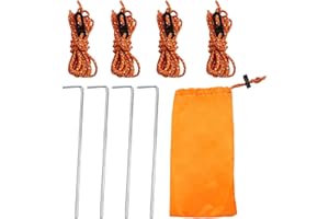 GMENTS 4 Pack 4mm Tent Guide Ropes Guy Line Reflective with Guy Cords Tensioners and Tent Pegs Fixing Nails with 1 Stroage Bag for Outdoor Camping Hiking (4 Ropes+Tensioners+Pegs / 1 Bag)
