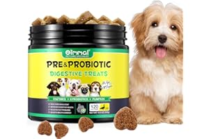 VINIMAY Probiotics for Dogs, Pre & Probiotic Digestive Treats for Dogs, Support Gut Health, Sensitive Tums, Anal Glands & Bum Scooting, Loose Stools, Seasonal Allergies, Itchy Skin Dog Treats (300, Grams)