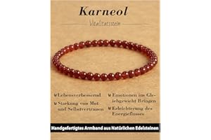 Landorilo 4mm Stretch Armband aus Echten Naturstein Perlen, Heilstein Edelstein Armbänder für Damen Herren, Glücksarmband, Exquisite Geschenke, Inklusive Ersatzperlen