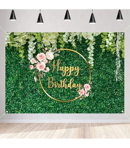 XCKALI Fotohintergrund „Grüne Blätter & Blumen“ – 1,8 X 1,2 M, Vinyl, Für Geburtstag, Babyparty, Fotografie & Deko