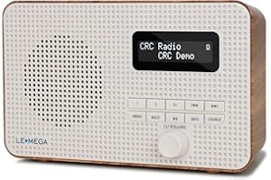 LEMEGA DR1S Portable DAB/DAB+ Digital Radio,Handheld FM Radio,DAB Radio with Bluetooth,Kitchen FM Radio,Dual Alarms, Clock,Snooze,40 Preset Stations,Headphones-Out,Mains powered and Batteries,Walnut