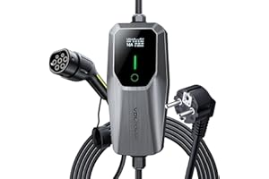 VDLPOWEREU Chargeur EV type 2, 3,6 kW, câble de charge pour véhicule électrique, 16 A, 5 m, monophasé, EU Schuko, IP65 (IEC 62196-2)