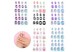 Xinzistar 120 Stück Nägel Zum Aufkleben für Kinder, Selbstklebende Künstliche Fingernägel Set, False Nail Set Künstliche Nail Tips Geschenk für Mädchen Nägel Geschenk