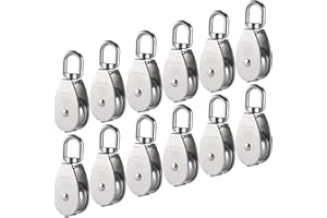 MERYSAN 12Pz M15 Puleggia Singola Blocco Carrucole, AUHOTA 15MM Puleggia Monoblocco Rullo in Acciaio Inox 304, Gru Rotella Uncino Liscio Filo Corda Cavo Caricamento in Corso 77lbs/35Kg