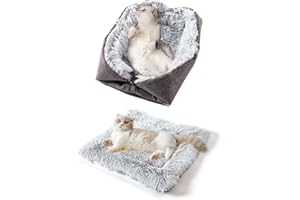fuzhik Panier pour Chat Coussin Panière Coussin Lit Apaisant Comfy pour Chien Cat Hiver Peluche Grand pour Animal Domestique Chiot Chaton Minou Double Usage