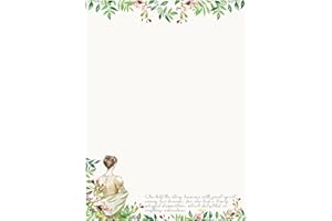 M & G MUSTARD & GRAY Writing Paper, A5 120gsm, 148x210mm, Illustrations, British, Set (Jane Austen, 24 Sheets)