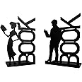 HeavenlyKraft Decorative Bookends, Metal Bookends, Non Skid Book Ends, Book Stopper for Home/Office Decor/Shelves, 7 X 4.72 X 3.9 Inch Per Piece (Boy & Girl Bookends)