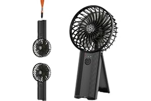 Wastou Ventilatore Portatile, Mini Ventilatore Silenzioso Ricaricabile Tramite USB, Piccolo Ventilatore Personale a 4 Velocità, Ventilatore da Tavolo a Batteria per Viaggi in Ufficio (Black)