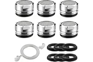 AVIGERS 6 Stück Perlator M24, Perlatoren für Wasserhähne mit Edelstahlfilter, Strahlregler M24 mit Chrombeschichteter Mischerdüse, Wasserhahn Siebeinsatz mit Schraubenschlüssel für Gewindebohrer