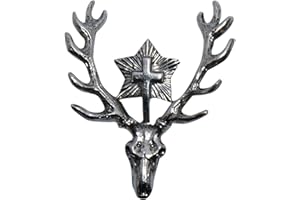 Hat Pin Hubertus Deer Hat Pin Hunting Badge Hunting Hiking Badge Hunter Brooch Pin Deer Hat Jewellery for the Costume Hat for Hunting Stag Head Costume Pin, silver