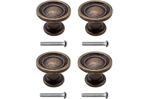 FUXXER.EU Fuxxer® - Tiradores de muebles antiguos para cajón, estilo rústico, vintage, bronce, hierro, latón, muebles, armarios, cómodas, cocina, buffet, 29 x 19 mm, bronce, juego de 4