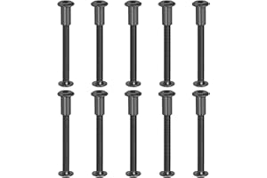 PATIKIL 10 kit Tornillo de Conexión, M6*55mm Postes de Tornillo de Unión Hexagonal Tornillos Chicago de Encuadernación Acero al Carbono Manguito para Muebles Cinturón Armario, Negro