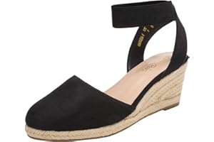 DREAM PAIRS Sandales Compensées Pour Femmes Bout Ouvert Bride à la Cheville Espadrilles Sandale à Talon Compensé Été Classique AMANDA-1