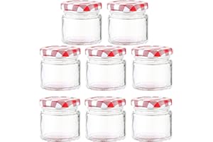 CTFOREST 8 Piezas Tarro de Mermelada, Jarra de Vidrio, Mini Tarro de Cristal de Lata Redonda Vacía, Adecuado para Dulces, Mermeladas, Frutas Enlatadas(100ML)