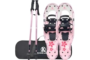 KinZon Raquettes à Neige 3 en 1, légères et Solides, avec bâtons de Trekking et Sac de Transport, Dispositif de rehaussement du Talon, Parfait pour la randonnée