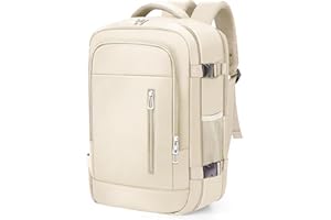 OTAHGK Bagage Cabine 40x20x25 pour Ryanair Sac à Dos de Voyage Bagage à Main Avion Sac à Main sous Le Siège Valise Sac Ordinateur Portable avec Port de Charge USB-Beige