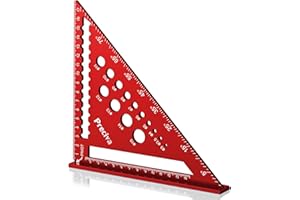 Speed Square, Preciva 18cm / 7in Set Square, Triangle Ruler with 14 Types of Drill Holes, Aluminium Alloy