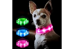 PZRLit Light Up Dog Collar Rechargeable for Small Dogs, Fully Adjustable LED Dog Collar Light Waterproof, 2 Flashing Modes Glow Dark Dog Collars for Night Walking, Reflective Puppy Dog Collar, Pink