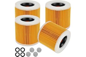 ZUPAPJO 4 patronfilter, WD3-filter med 4 låsskruvar | Kompatibel med WD3, WD2, WD1, MV3, MV2, A, K, KNT, NT, SE, VC dammsugar