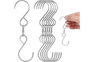 Qianyu 6 Stück Wirbel Dual Drehhaken Clip Windspiel-Set Edelstahl Haken hängende Ketten für Vogelfutterspender Windspielen Haus Garten Pflanzgefäße Outdoor Hängedekorationen Partyzubehör